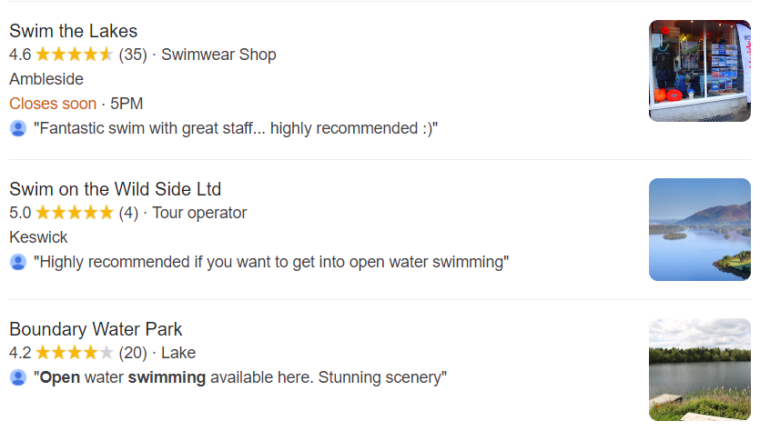 Open Lake swimming reviews