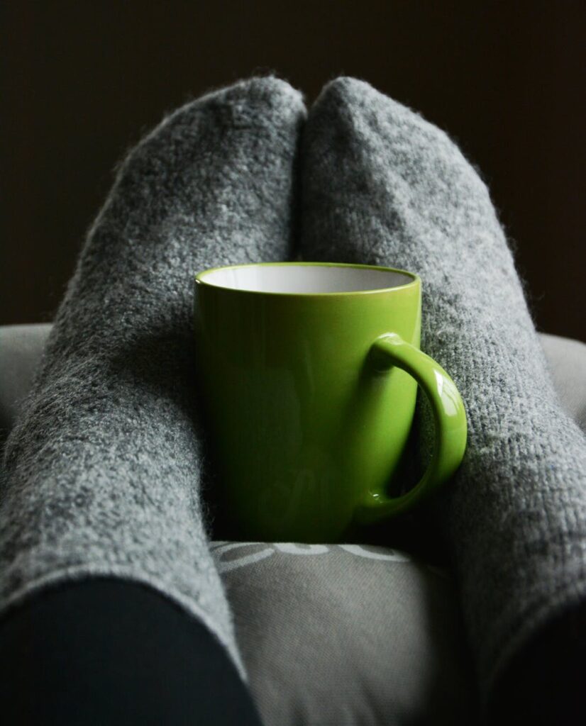 Socks with coffee mug